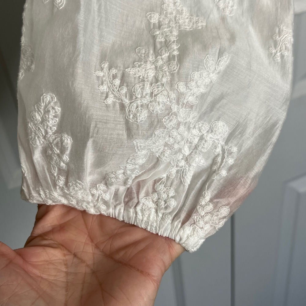 Anthropologie Sunday in Brooklyn Lace Sleeve Blouse Small White Boho - Picture 8 of 13